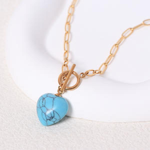 Collier Pendentif Cœur Unisexe en Acier Inoxydable Plaqué Or/Argent, Chaîne Tendance, Personnalisable OEM/ODM, en Stock - Product Image 3