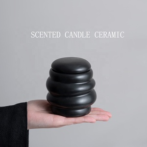 Recipiente de Cerámica para Velas Aromáticas, Moderno y Minimalista, con Tapa, para Fabricación de Velas de Cera de Soja - Product Image 6