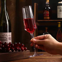 Verres à champagne en forme de diamant de 160 ml en gros, réutilisables, en acrylique transparent PC, matériau incassable pour mariages et fêtes