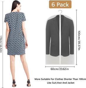 Ensemble de protection transparent en PEVA anti-poussière 60 x 100 cm, résistant à la pluie, pour robes, vestes et chemises de soirée - Product Image 3