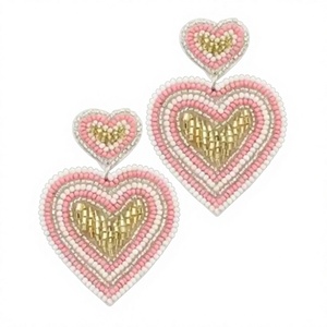 Boucles d'oreilles géométriques perlées colorées pour femmes, style bohème, bijoux de fête, motif carré multicolore, en résine acrylique - Product Image 3