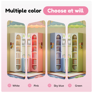 Pink Carbon Steel <strong>Small</strong> Narrow Bookshelf, <strong>Corner</strong> Bookcase Metal <strong>Unit</strong> for Living Room Apartment - Product Image 6