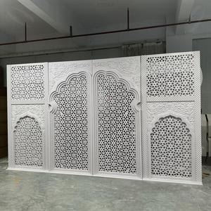FSDKX Fondo de lujo Fondo de escenario de boda 3D PVC Blanco Hollow Out Arco Telón de fondo - Product Image 3