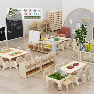 Table de jeu sensorielle Montessori Hikeylove pour enfants, <span class=keywords><strong>bureau</strong></span> d'activités en bois pour tout-petits, porte-papier, table et chaises pour enfants - Product Image 1
