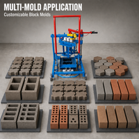 Machine à fabriquer des blocs 2-45, mobile, à poussée, motorisée, à vibration, pour la production de briques creuses en béton
