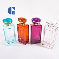 Flacon pulvérisateur de parfum carré plat élégant, vide, en verre coloré, atomiseur de parfum 100 ml, vente en gros