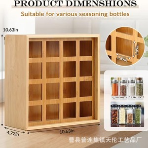 Cross-border wooden <b>storage</b> <b>rack</b>, wall-mounted <b>storage</b> for <b>kitchen</b> seasonings and spices, multi-compartment <b>storage</b> <b>rack</b>, - Product Image 5