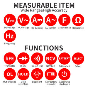 Fonctions complètes 2000 comptes multimètre numérique DMM DC AC multimètre numérique multi-testeur numérique avec grand affichage LCD - Product Image 2