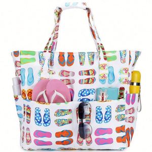 Sac fourre-tout en toile personnalisé avec logo, sac fourre-tout de plage pour femmes avec fermeture éclair - Product Image 2