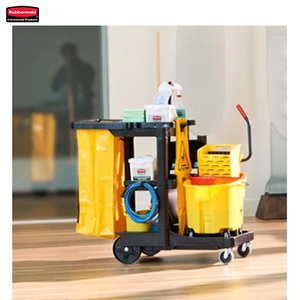 <span class=keywords><strong>Rubbermaid</strong></span> FG617388BLA <span class=keywords><strong>Chariot</strong></span> de nettoyage traditionnel avec sac en vinyle jaune à fermeture éclair pour ramasser les déchets et transporter les outils - Product Image 6
