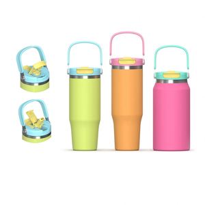 Vaso Térmico de Acero Inoxidable de Doble Pared con Aislamiento al Vacío, 40 oz, Libre de BPA, Antiderrames, con Asa y Pajita Abatible Antideslizante, Mantiene la Temperatura de 24 a 36 Horas - Product Image 4