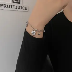 Aug jewelry hot-selling wholesale titanium steel double-layer chain bracelet female ins simple love letter hip-hop wild bracelet