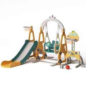 Tobogán de Plástico 3 en 1 con Columpio para Uso en Interiores en Jardín de Infancia, Parque Deportivo y Centro Comercial - Equipo de Juegos para Bebés - Product Image 1