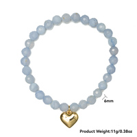 Bracelet en perles de pierres précieuses naturelles de 6 mm, bijoux de guérison en cristal chakra, bracelets à perles rondes facettées, pendentif en acier inoxydable doré