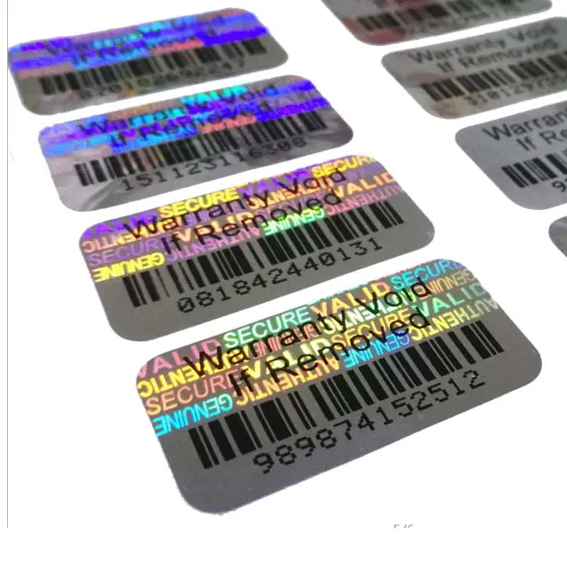 Security barcode running numbers dynamic 3D guilloche pattern custom hologram label