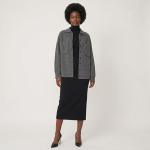 <span class=keywords><strong>Cardigan</strong></span> <span class=keywords><strong>Oversize</strong></span> in Lana 100% Organica per <span class=keywords><strong>Donna</strong></span>, Certificato GOTS, Grigio Mélange con Tasche, Stile Lussuoso e Discreto - Product Image 2