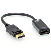 Câble adaptateur mâle-femelle plaqué or DP personnalisé, blindage tressé, angle droit, longueur 16 cm, projecteur 4K HDTV 30AWG CCS