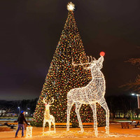 Lumières de Noël Commerciales 3D sur Cadre Métallique : Éclairage Décoratif Personnalisé Grand Format pour Rues, Motifs Animaux Cerf, Élan et Rennes