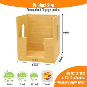 Bilifre Wooden Paper <b>Plate</b> Storage <b>Rack</b> Natural Color Desktop Kitchen Organizer Eco Friendly 1L Capacity - Product Image 4