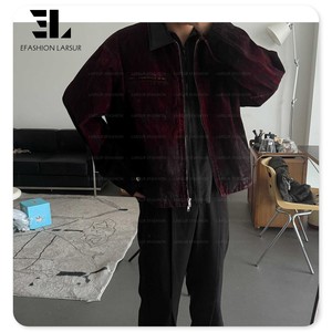 LARSUR Veste de travail en toile de canard lourd enduite de cire avec col en cuir Pu Veste de corvée de Detroit - Product Image 2