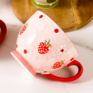 Taza de cerámica de fruta pintada a mano bonita al por mayor para el té de la tarde y el café para el desayuno, leche y avena - Product Image 5