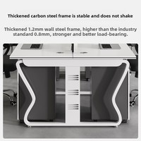 Poste de travail moderne et minimaliste 46/4 avec structure en acier simple, écran double face détachable et chaise de bureau mobile