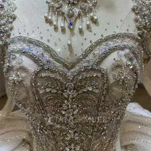 Robes de mariée populaires de style robe de bal pour femmes, col rond, ornées de perles et de paillettes, Vestido De Novia Lsjj100 - Product Image 5