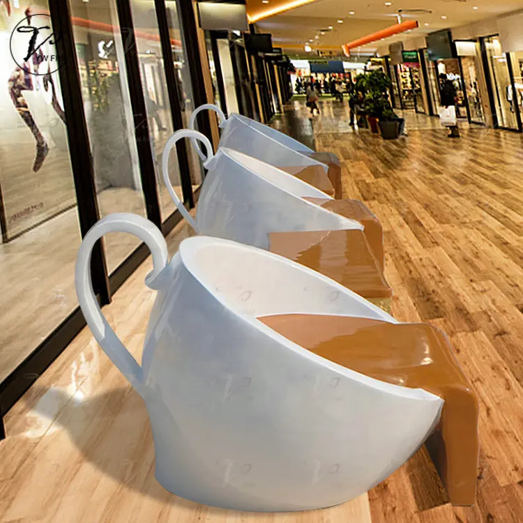طاولة كيك قهوة من الألياف الزجاجية تجارية مع كراسي أثاث للمطاعم