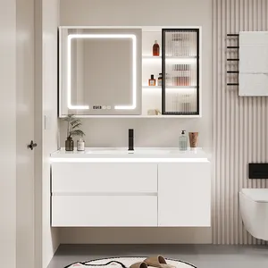 Hôtel moderne indien rovnik avec miroir polonais de haute qualité pour chambres ou projet d'hôtel vanité de meuble de salle de bain flottant