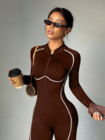 Combinaison de yoga athlétique moulante pour femme, taille haute, effet push-up, avec dos ajouré et couleurs contrastées