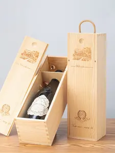 Caixa de presente de madeira luxuosa personalizada de fábrica Caixa de embalagem de vinho de madeira