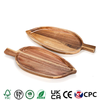 Houten serveerschalen van acacia, goedkoop, op maat gemaakt, voor fruit, charcuterie, desserts, hapjes, opbergplaten, bladvormig, voor snacks.