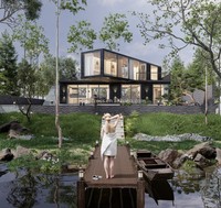 Maisons préfabriquées empilables Maison de plage à l'extérieur Maison en acier à 2 étages Maison duplex Hôtel modulaire de luxe Maisons préfabriquées pour complexe hôtelier