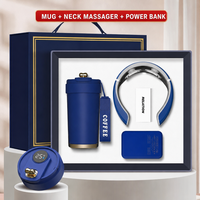 Ensemble cadeau personnalisé de masseur de cou, de tasse à café et de batterie externe pour entreprises, avec logo sur mesure