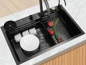 Fregadero de Cocina Grande de Acero Inoxidable Nano Hecho a Mano con Grifo con Pantalla Digital para Uso Doméstico - Product Image 6