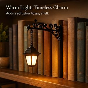 Lámpara de biblioteca en miniatura, lámpara colgante para estantería, luz nocturna LED cálida, iluminación decorativa vintage de madera para estantería - Product Image 3