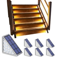 CXS Solar Lot de 6 lampes solaires modernes blanc chaud en ABS étanche IP67 avec allumage/extinction automatique pour marches/escaliers, sans source lumineuse, pour jardin