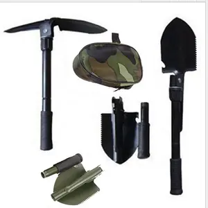 High Quality Portable New Carbon Steel Multifunctional Three Folding Spade Shovel