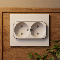 Elendax EU estándar plástico piel sensación Panel 2-Salida Schuko pared enchufe eléctrico 10/16A 250V