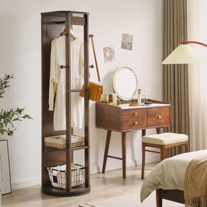 Armadio Portagioielli Girevole con Specchio a Figura Intera, Ganci e Ripiani per la Camera da Letto - Product Image 4