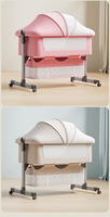 Lit bébé pliable multifonctionnel avec cadre métallique, hauteur réglable, mode berceau, roues universelles silencieuses, amovible et lavable
