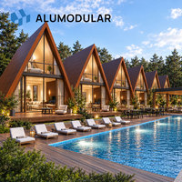 Maisonnette triangulaire préfabriquée en aluminium, entièrement meublée, pour jardin, maison d'hôtes, villa compacte