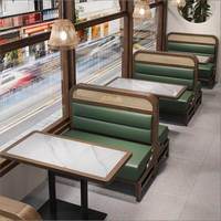 Ensembles de tables et chaises de restaurant commerciaux personnalisables, dessus de table en marbre durable, mobilier de restaurant en métal robuste, restaurants