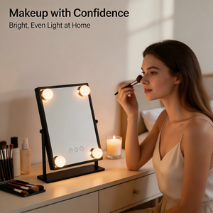 Miroir de maquillage LED à intensité variable et sensible au toucher Vanité de bureau en bois de houx avec ampoule LED remplaçable <span class=keywords><strong>pour</strong></span> le maquillage écrémage en gros - Product Image 2
