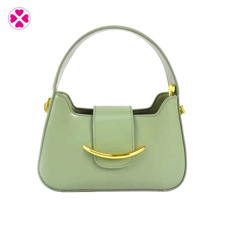 Custom Logo Korean Fashion Green Vegan Leather PU faux leather Shoulder Tote Bags Ladies women Handbags