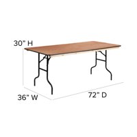 Table rectangulaire en métal AJUNION de 6 pieds avec plateau en contreplaqué, table pliante d'extérieur, table pliable pour dîner, mariage, fête, événement