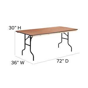 Mesa Retangular de Metal AJUNION de 6 pés com Topo de Compensado, Mesa Dobrável para Eventos ao Ar Livre, Jantar, Casamento e Festa - Product Image 5