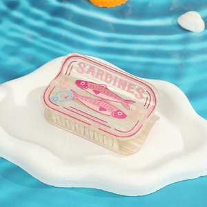 Pince à cheveux légère en acrylique, design créatif et mignon, motifs poisson et requin, série Océan, pour femme, pour l'arrière de la tête, type griffe - Product Image 2