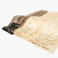 Extensions de cheveux vierges lisses de qualité salon, à clipser, en cheveux humains Remy, lot complet pour une tête entière, extensions de cheveux humains naturels épais