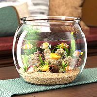 Réservoir de bol de tortue de poisson rond en plastique écologique accessoire d'aquarium de décoration de maison pour l'utilisation d'aquarium